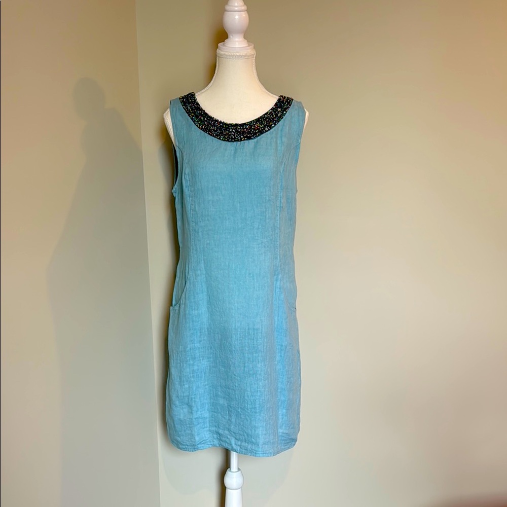 Beautiful linen, baby blue dress